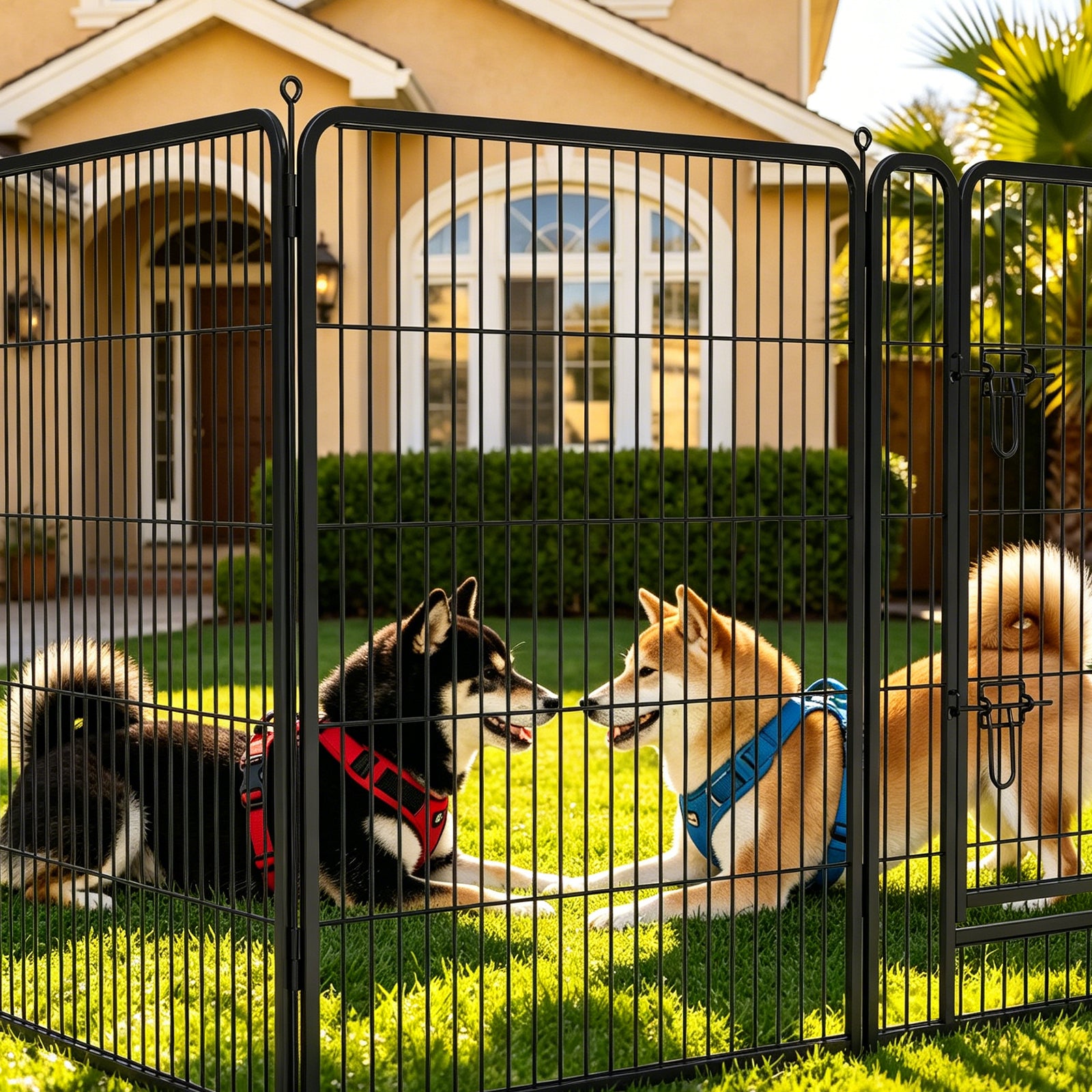 8 Panels Metal Dog Playpen, 40" Height Dog Fence Exercise Pen with Doors for Large Medium Small Dogs Rabbits Cats, Foldable Pet Puppy Playpen for Indoor & Outdoor Yard