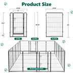 16 Panels Metal Dog Playpen, 40" Height Dog Fence Exercise Pen with Doors for Large Medium Small Dogs Rabbits Cats, Foldable Pet Puppy Playpen for Indoor & Outdoor Yard