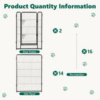 16 Panels Metal Dog Playpen, 40" Height Dog Fence Exercise Pen with Doors for Large Medium Small Dogs Rabbits Cats, Foldable Pet Puppy Playpen for Indoor & Outdoor Yard
