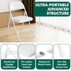 HaiNova 6 Pack Folding Chairs with Comfortable Cushion, Leather Padded Cushion Chair with Stainless Steel Frame for Home and Office, Gatherings, Black