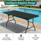 HaiNova 6ft Folding Table, Portable Camping Table with Handle, Durable and Anti-fouling Picnic Table Suitable for Party, Camping and Picnic, Black