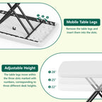 HAIMULI 30 Inch Folding Table TV Tray, Portable Adjustable Height, X-shaped Frame Portable Work Table, Utility Foldable Desk for Small Spaces, Laptop & Couch, Camping, Pink