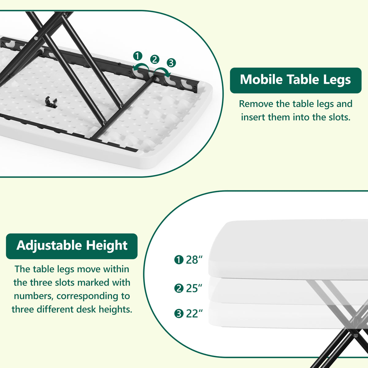 HAIMULI 30 Inch Folding Table TV Tray, Portable Adjustable Height, X-shaped Frame Portable Work Table, Utility Foldable Desk for Small Spaces, Laptop & Couch, Camping, Pink