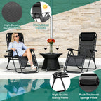 Zero Gravity Chair Set of 2 with Cup Holder & Removable Pillows, Adjustable Reclining Outdoor Patio Folding Chairs, Portable Lounge Chair for Poolside, Lawn, Beach, Camping