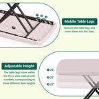 HAIMULI 30 Inch Folding Table TV Tray, Portable Adjustable Height, X-shaped Frame Portable Work Table, Utility Foldable Desk for Small Spaces, Laptop & Couch, Camping, Pink