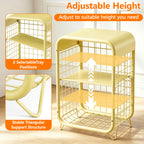 HAIMULI Nightstand with Storage, 3-Tier Open Shelf End Table, Hollow-out Design Metal Nightstand for Living Room, Bedroom, Narrow Bedside Table, Modern Room Decor Furniture, Yellow