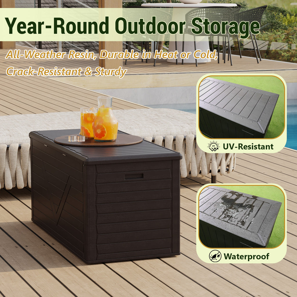 WASUHE 260 Gallon Outdoor Storage Box, Large Resin Deck Boxes Outdoor Waterproof, Deck Storage Box for Patio Furniture Outdoor Cushions, Throw Pillows, Garden Tools and Pool Floats, Black