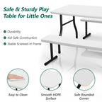 WASUHE 38" Outdoor Picnic Table Set, Heavy Duty All Weather Plastic Table Set for Small Spaces, Patio & Garden, Party, Compact