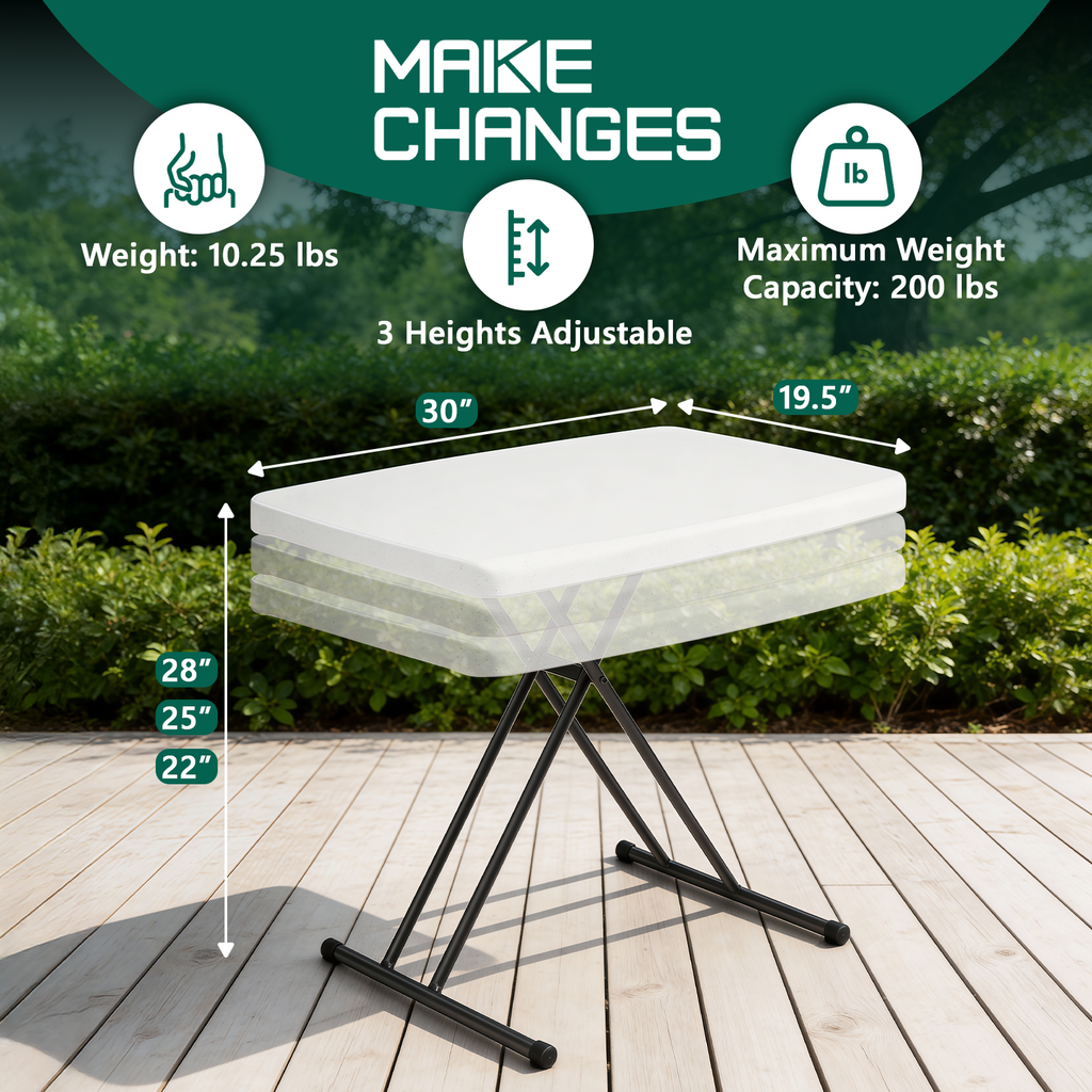 30 Inch Folding Table TV Tray, Portable Adjustable Height, X-shaped Frame Portable Work Table, Utility Foldable Desk for Small Spaces, Laptop & Couch, Camping, Pink