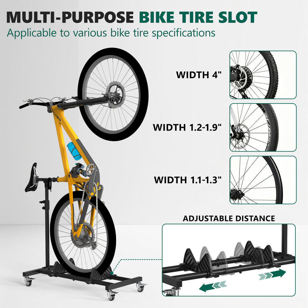HAIMULI Vertical Bike Stand, Freestanding Space-Saving Bike Rack with Adjustable Height for Wheels Sizes up to 29”, Indoor Bike Storage Rack for Garage & Apartment, Upright Bicycle Floor Holder