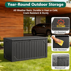 WASUHE 100 Gallon Large Deck Boxes Outdoor Waterproof, Lockable Patio Storage Box for Furniture,Pool Float, Garden Tools, Waterproof Outdoor Storage Cabinet, UV Resistant