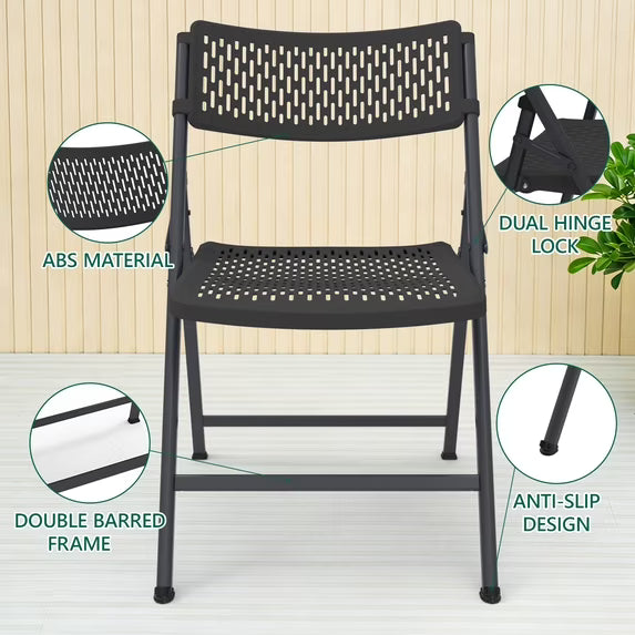 HaiNova 4 Pack Folding Chair, 350 Lb Weight Capacity, Fold chair with Breathable Seat Indoor/Outdoor for Picnic,Races, Parties & Weddings, White