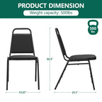 HaiNova Trapezoidal Back Vinyl Stacking Banquet Chair, Multipurpose Stacking Chair with Padded Seat and Back,for Weddings,dinners, Black