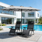 HaiNova 15Ft Large Outdoor Double-Sided Rectangle Umbrella with Base-Mounted, Foldable And Portable Sunshade For Pool, Beaches And Patio, Khaki