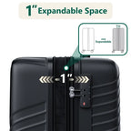 3-Piece Luggage Set - Carry-On & Large& Medium Checked Luggage with Dual Spinner Wheels - Durable Polypropylene Hardshell - TSA Lock, Airline-Approved - Expandable Hard Shell(Black)