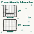 WLLJOY Dog Playpen, 24 Inch 8 Panels Heavy Duty Metal Pet Fence for Indoor/Outdoor, Large Dog Exercise Pen for RV Camping/Yard/Garden, Black