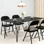 HaiNova All Iron Steel Folding Chair 4 Pack,Durable Portable,Capacity 350 lbs, Indoor/Outdoor Dual-Use Seating for Various Occasions, Black
