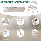 HaiNova Fabric Folding Chair 4 Pack, with Fabric Padded Cushion & Back, Metal Frame, Easy to Use and Store for Home, Office, Party, Black