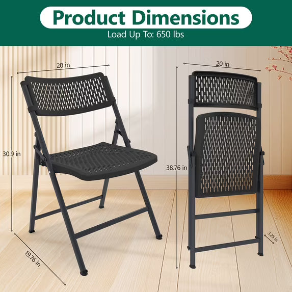 HaiNova 4 Pack Folding Chair, 350 Lb Weight Capacity, Fold chair with Breathable Seat Indoor/Outdoor for Picnic,Races, Parties & Weddings, White