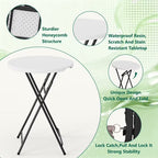 HaiCube 32" Bar Height Round Folding Table, Portable Cocktail Table with Thick HDPE Top & Sturdy Metal Locking Legs, for Parties and Commercial Events, White