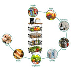 WASUHE Utility Rolling Cart, with Lockable Wheels,Fruit Vegetable Storage Basket Organizer Cart, Metal Storage Trolley for Kitchen Black