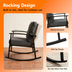 HAIMULI 3 Pieces Outdoor Wicker Rocking Chair Set, Patio Rattan Rocker Chair with Cushions & Steel Frame, All-Weather Rocking Lawn Wicker Furniture for Garden Backyard Porch (Gray)