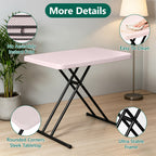 HAIMULI 30 Inch Folding Table TV Tray, Portable Adjustable Height, X-shaped Frame Portable Work Table, Utility Foldable Desk for Small Spaces, Laptop & Couch, Camping, Pink