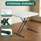 30 Inch Folding Table TV Tray, Portable Adjustable Height, X-shaped Frame Portable Work Table, Utility Foldable Desk for Small Spaces, Laptop & Couch, Camping, Pink