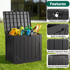 WASUHE 30 Gallon Resin Deck Box Waterproof Small Outdoor Storage Box for Patio Furniture Pool Accessories Indoor Storage for Cushion Garden Tools, UV Resistant, Lockable