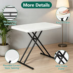 HAIMULI 30 Inch Folding Table TV Tray, Portable Adjustable Height, X-shaped Frame Portable Work Table, Utility Foldable Desk for Small Spaces, Laptop & Couch, Camping, Pink