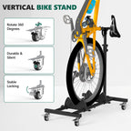 HAIMULI Vertical Bike Stand, Freestanding Space-Saving Bike Rack with Adjustable Height for Wheels Sizes up to 29”, Indoor Bike Storage Rack for Garage & Apartment, Upright Bicycle Floor Holder