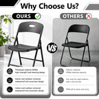 HaiNova 6PCS Black Plastic Folding Chair Set, 400-Pound Portable Waterproof and Wear-Resistant Folding Chair with Steel Frame, Suitable for Parties, Picnics, Weddings and Business.