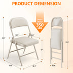 2 Pack Folding Chairs with PU Leather Padded Cushion and Back, Stackable Commercial Grade Metal Folding Chairs for Home and Office Indoor and Outdoor Events (White)