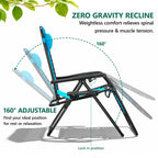 Zero Gravity Chair Set of 2 with Cup Holder & Removable Pillows, Adjustable Reclining Outdoor Patio Folding Chairs, Portable Lounge Chair for Poolside, Lawn, Beach, Camping
