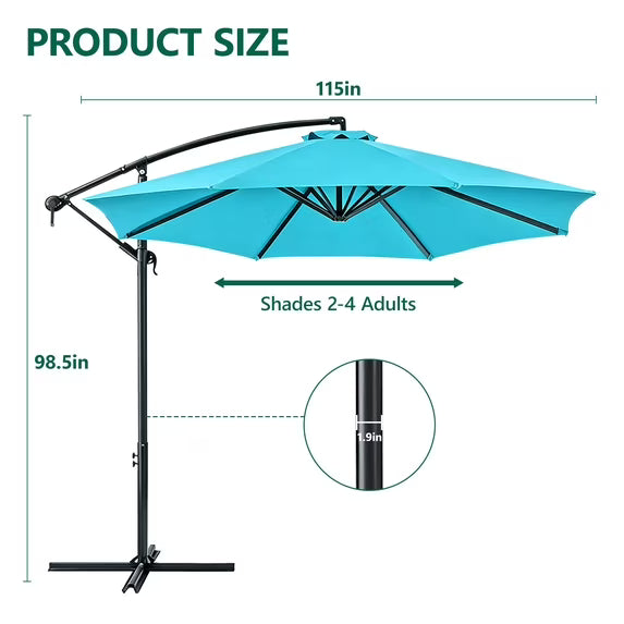 HaiNova 10 ft Offset Patio Umbrella With Base Included ,All-Weather UV Protection Cantilever Umbrella Suitable For Garden, Backyard and Beach, Khaki