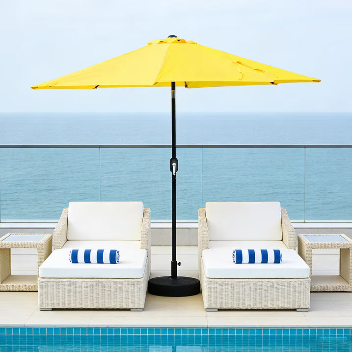WLLJOY 9FT Outdoor Patio Umbrella Table Market Umbrella with Push Button Tilt/Crank, UV Protection Waterproof Suitable for Garden, Deck, Khaki
