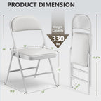 WASUHE 8 Pack Folding Chairs with PU Vinyl Padded Seat & Back, 330 lbs Heavy Duty Metal Frame, Stackable & Easy Storage, Foldable Chairs for Wedding, Party, Office & Events, White