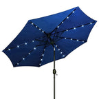 HaiNova 9ft Solar Patio Umbrella, Tilt Adjustment LED Outdoor Umbrella with 8 Reinforced Ribs for Garden, Backyard, Pool, Deep Blue