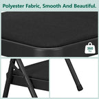 HaiNova Fabric Folding Chair 4 Pack, with Fabric Padded Cushion & Back, Metal Frame, Easy to Use and Store for Home, Office, Party, Black