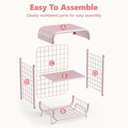 HaiNova 3-Tier Metal Wire Nightstand ,Kids End Table with Anti-Collision Fillet Design ,Sturdy Side Table for Bedroom ,Bathroom ,Living Room & Small Spaces ,Pink