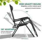 HaiNova Zero Gravity Chair 2Pcs, 350lb Capacity, Folding Reclining Chair with Adjustable Pillow and Cup Holder for Garden, Patio, Beach, Blue