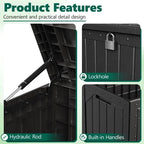HaiNova 100 Gallon Outdoor Storage Resin Deck Box, Lockable Patio Outdoor Storage Box for Furniture, Garden Tools and Tools Storage, Waterproof, Gray