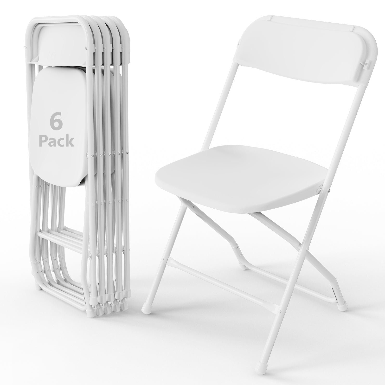 WASUHE 10 Pack White Plastic Folding Chairs, Indoor Outdoor Portable Stackable Commercial Chairs with Non-slip Design, 350lbs Capacity, Indoor Outdoor for Events Wedding Party Office Dining