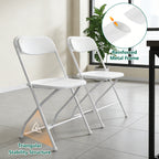 WASUHE 10 Pack White Plastic Folding Chairs, Indoor Outdoor Portable Stackable Commercial Chairs with Non-slip Design, 350lbs Capacity, Indoor Outdoor for Events Wedding Party Office Dining