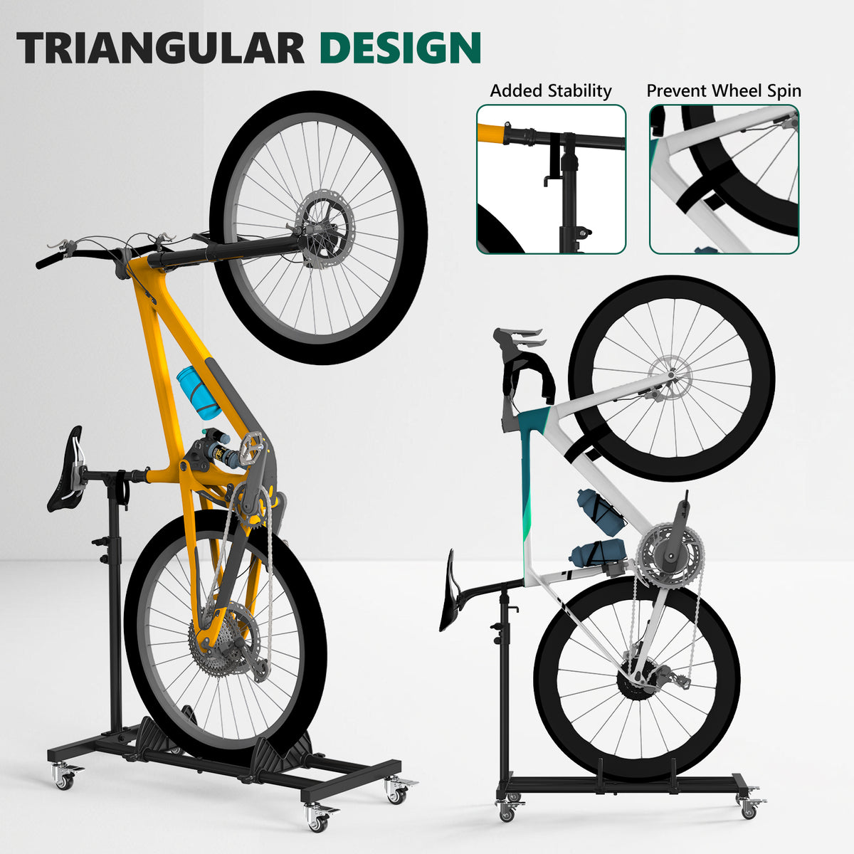 HAIMULI Vertical Bike Stand, Freestanding Space-Saving Bike Rack with Adjustable Height for Wheels Sizes up to 29”, Indoor Bike Storage Rack for Garage & Apartment, Upright Bicycle Floor Holder