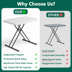 30 Inch Folding Table TV Tray, Portable Adjustable Height, X-shaped Frame Portable Work Table, Utility Foldable Desk for Small Spaces, Laptop & Couch, Camping, Pink