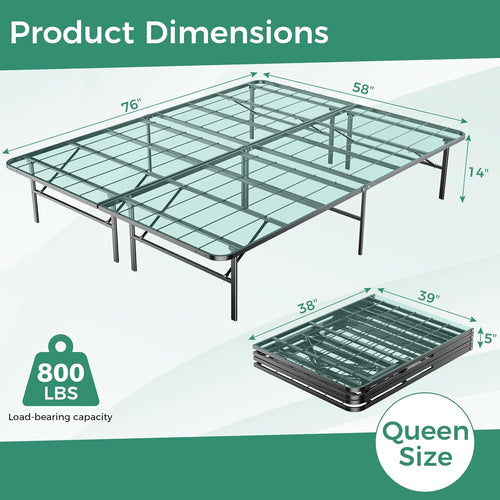 14 Inch Foldable Metal Platform with Steel Slats