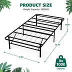 HaiNova Twin Bed Frame Folding Metal Platform Bed Frame with Heavy Duty and Strong Bearing Capacity, 14 Inches High, Black