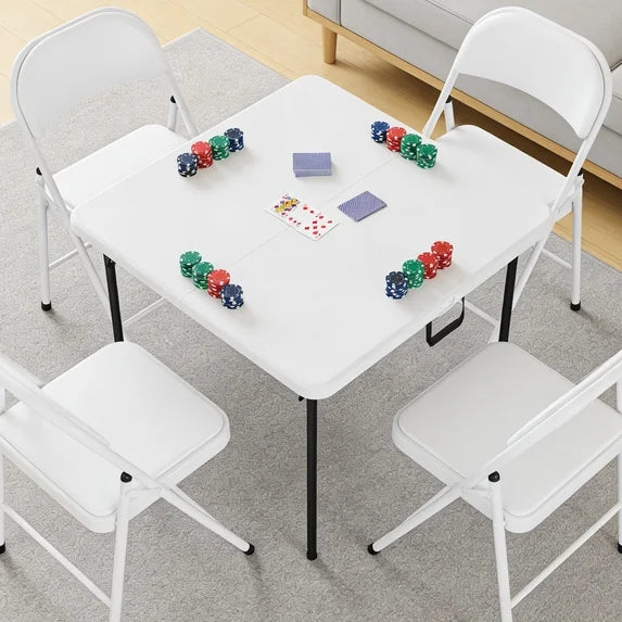 HaiNova 36in Square Folding Table, Portable Plastic Table with Handle Suitable for Party and Parties Backyard Events, White