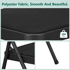 HaiCube 4-Pack Fabric Folding Chairs, Padded Seat & Back, Heavy Duty Metal Frame, Portable Foldable Chairs for Home, Party & Events, Black